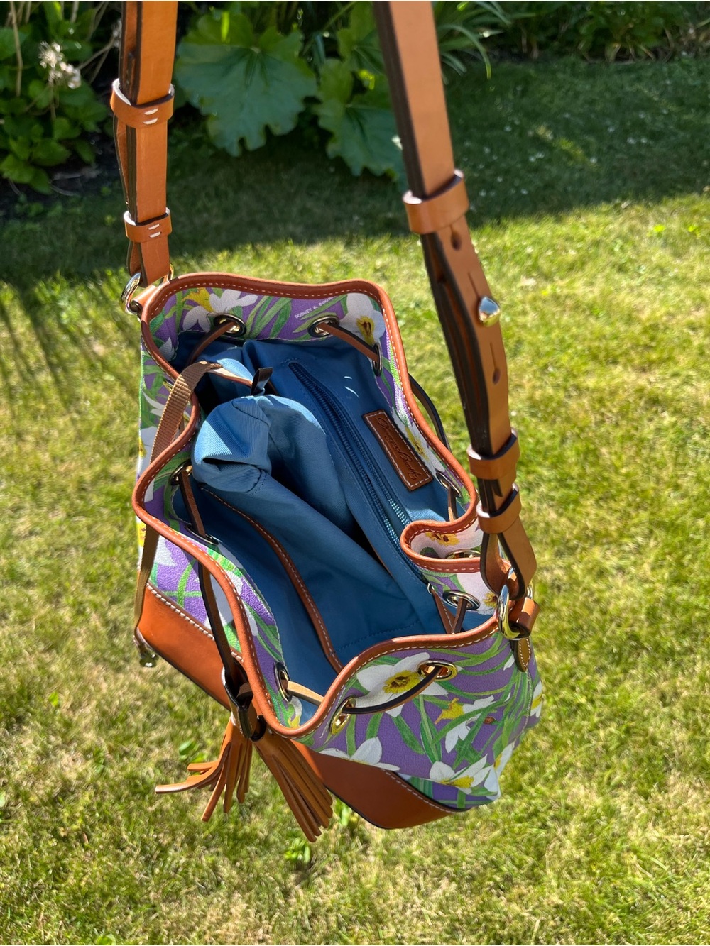Dooney & Bourke Purple Daffodil Drawstring Bucket Bag - Picture 13 of 15